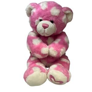 Build-A-Bear 2008 Valentines Pink White Hearts Magnetic Hands 16” Plush Bear